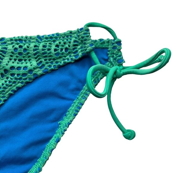 Aerie American Eagle Swim Suit Bottoms Bikini Womens Small Green Blue New Lace - Picture 4 of 9